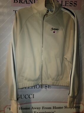 Champion Beige Track Jacket with Stripe Detail